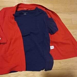 Appleseed's Vibrant Red and Studio Works Navy Blue Top